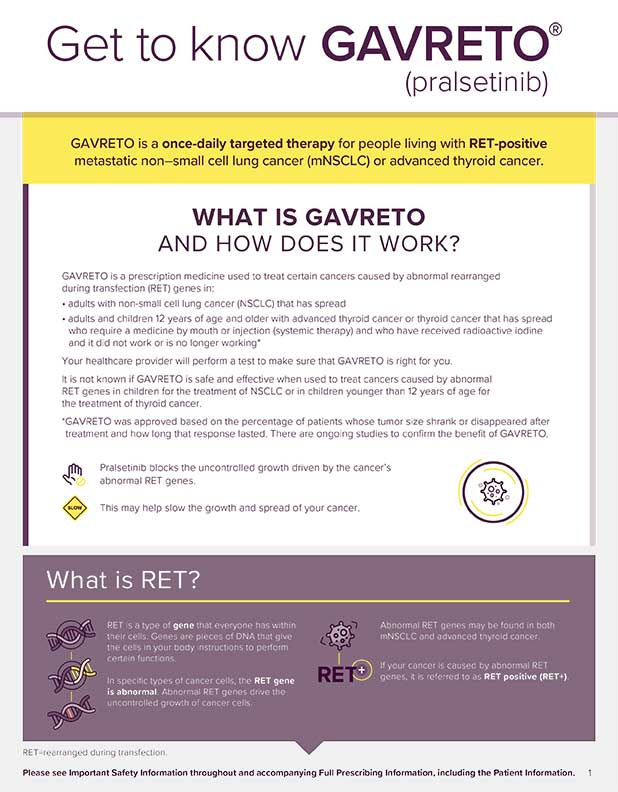 GAVRETO fact sheet